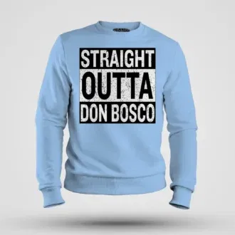 Straight outta don bosco men/unisex sweatshirt in baby blue color