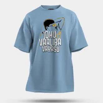 Idhu vaaliba vayasu men/unisex oversized t-shirt in baby blue color