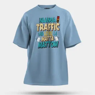 Naanga traffic and lovu la matta mattom men/unisex oversized t-shirt in baby blue color