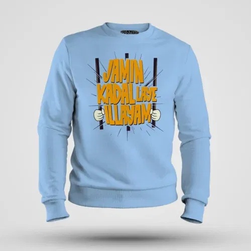 Jamin, kadal laye illayam men/unisex sweatshirt in baby blue color