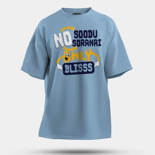 No soodu no soranai only blissssssss men/unisex oversized t-shirt in baby blue color