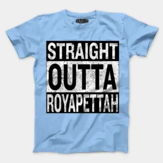 Straight outta royapettah men/unisex t-shirt in baby blue color