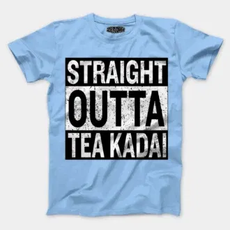 Straight outta tea kadai men/unisex t-shirt in baby blue color