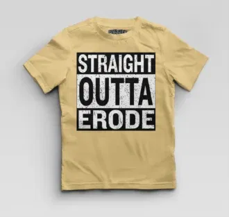 Straight outta erode boys round neck t-shirt in beige color