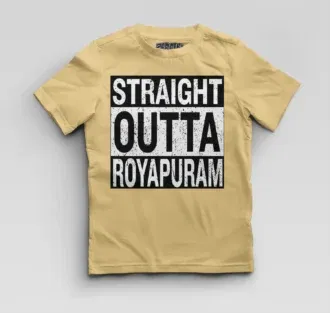 Straight outta royapuram boys round neck t-shirt in beige color