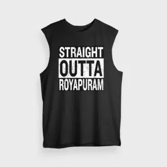 Straight outta royapuram men/unisex tank top in black color