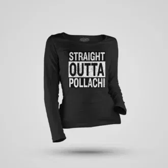 Straight outta pollachi women's long sleeve t-shirt in black color