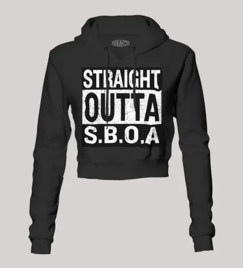 Straight outta sboa women's crop hoodies in black color