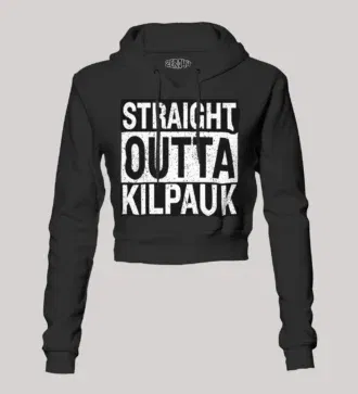 Straight outta kilpauk women's crop hoodies in black color