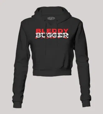 Bleddy bugger women's crop hoodies in black color