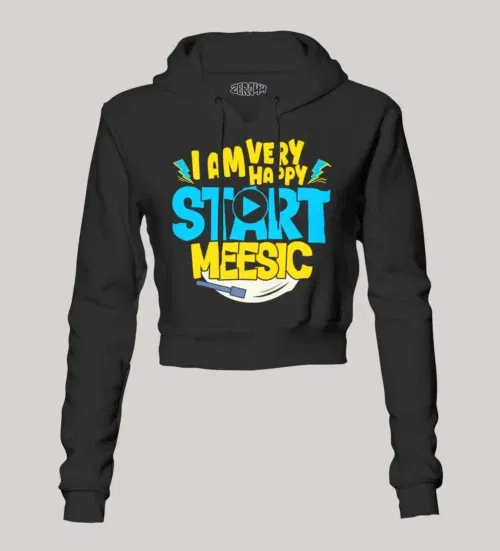 I am very happy… start meesic women's crop hoodies in black color