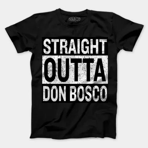 Straight outta don bosco men/unisex t-shirt in black color