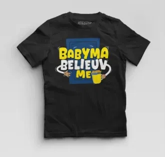 Babyma belieuv me boys round neck t-shirt in black color