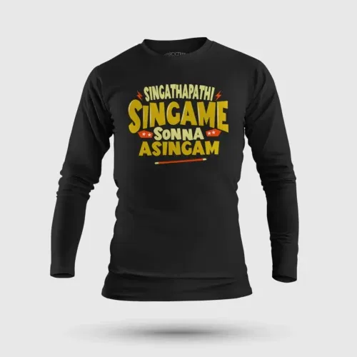 Singathapathi singame sunna asingam men/unisex long sleeve t-shirt in black color