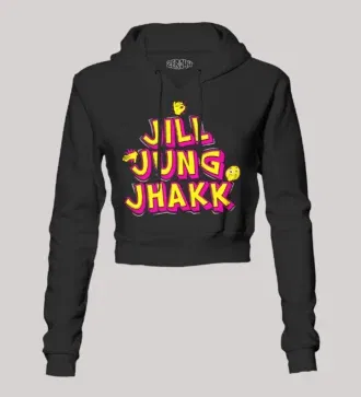 Jill jung jhakk women's crop hoodies in black color