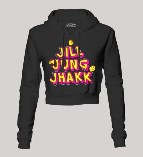 Jill jung jhakk women's crop hoodies in black color