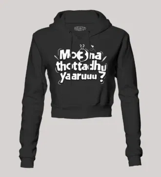 Moona thotadhu yaaru women's crop hoodies in black color