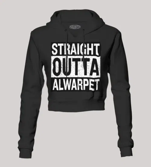 Straight outta alwarpet women's crop hoodies in black color