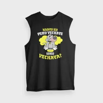 Naayu ku peru vachaye soru vachaye men/unisex tank top in black color