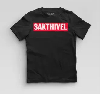 Sakthivel boys round neck t-shirt in black color