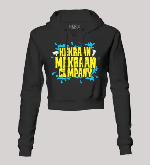 Kekraan mekraan company women's crop hoodies in black color