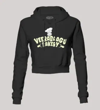 Veerabaagu bakery women's crop hoodies in black color