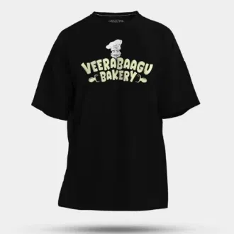 Veerabaagu bakery men/unisex oversized t-shirt in black color