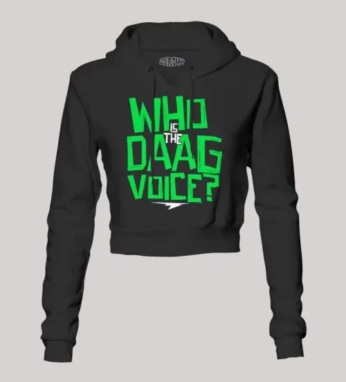 Who is the daag voice women's crop hoodies in black color