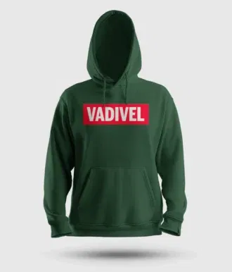 Vadivel men/unisex hoodie in bottle green color