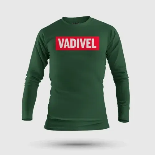 Vadivel men/unisex long sleeve t-shirt in bottle green color