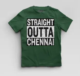 Straight outta chennai boys round neck t-shirt in bottle green color