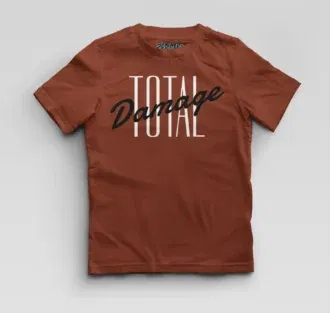 Total damage boys round neck t-shirt in brick red color