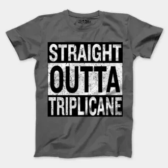 Straight outta triplicane men/unisex t-shirt in charcoal melange color