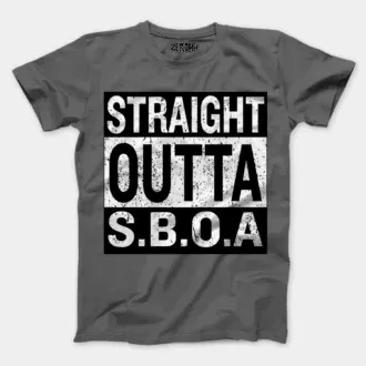 Straight outta sboa men/unisex t-shirt in charcoal melange color