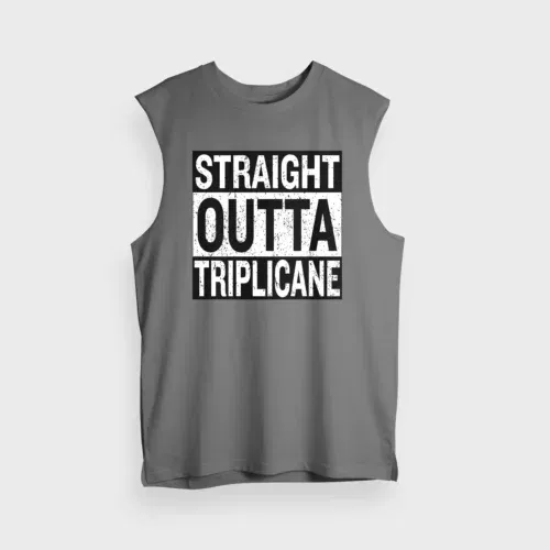 Straight outta triplicane men/unisex tank top in charcoal melange color