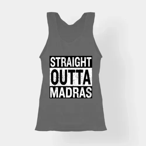 Straight outta madras women's tank top in charcoal melange color