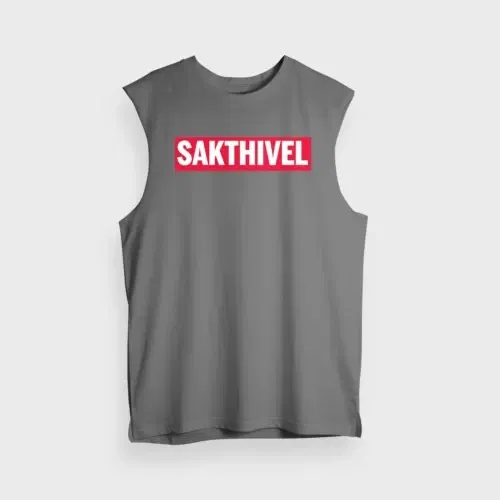 Sakthivel men/unisex tank top in charcoal melange color