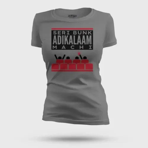 Seri bunk adikalaam machi women's t-shirt in charcoal melange color