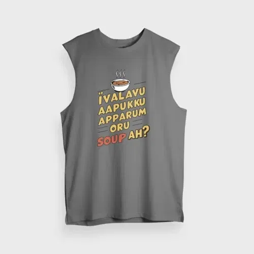 Ivalavu aapukku apparum oru soup ah? Men/unisex tank top in charcoal melange color