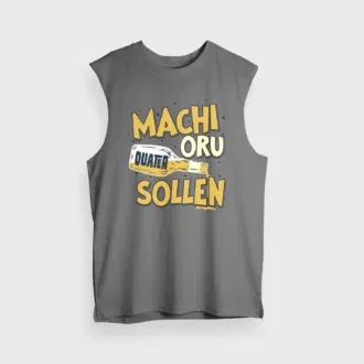 Machi oru quater sollen men/unisex tank top in charcoal melange color