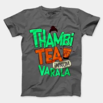 Thambi tea innum varala men/unisex t-shirt in charcoal melange color