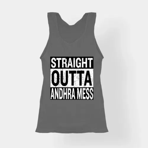 Straight outta andhra mess women's tank top in charcoal melange color