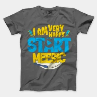 I am very happy… start meesic men/unisex t-shirt in charcoal melange color