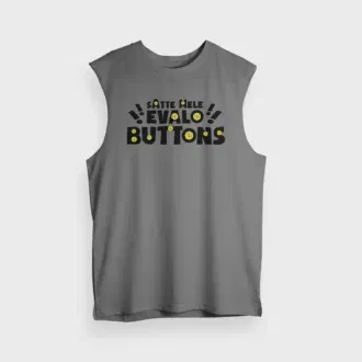 Satte mele evalo buttons men/unisex tank top in charcoal melange color