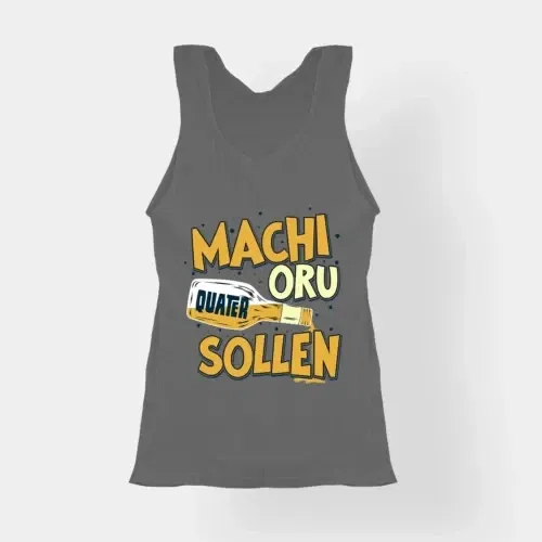 Machi oru quater sollen women's tank top in charcoal melange color