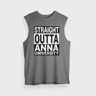 Straight outta anna university men/unisex tank top in charcoal melange color