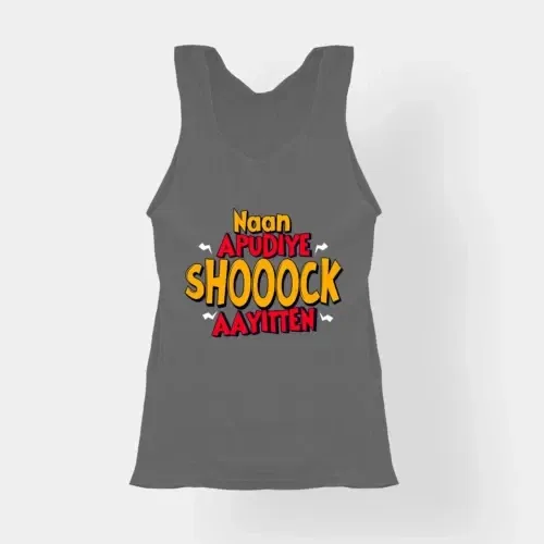 Naan apudiye shoooock aayitten women's tank top in charcoal melange color