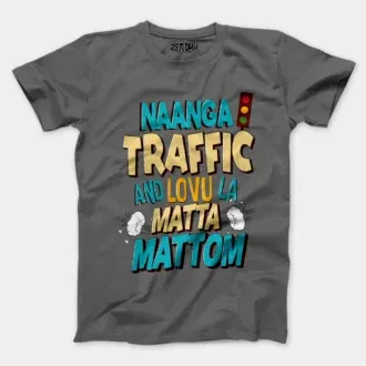 Naanga traffic and lovu la matta mattom men/unisex t-shirt in charcoal melange color