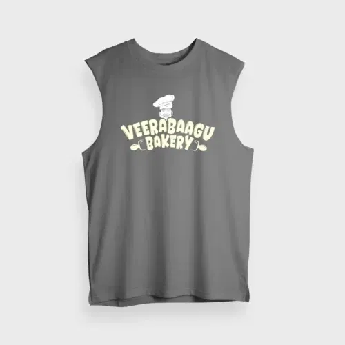 Veerabaagu bakery men/unisex tank top in charcoal melange color