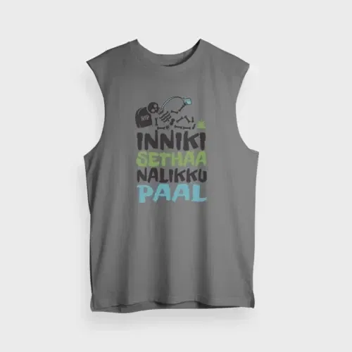 Inniki setha nalaiku paal men/unisex tank top in charcoal melange color